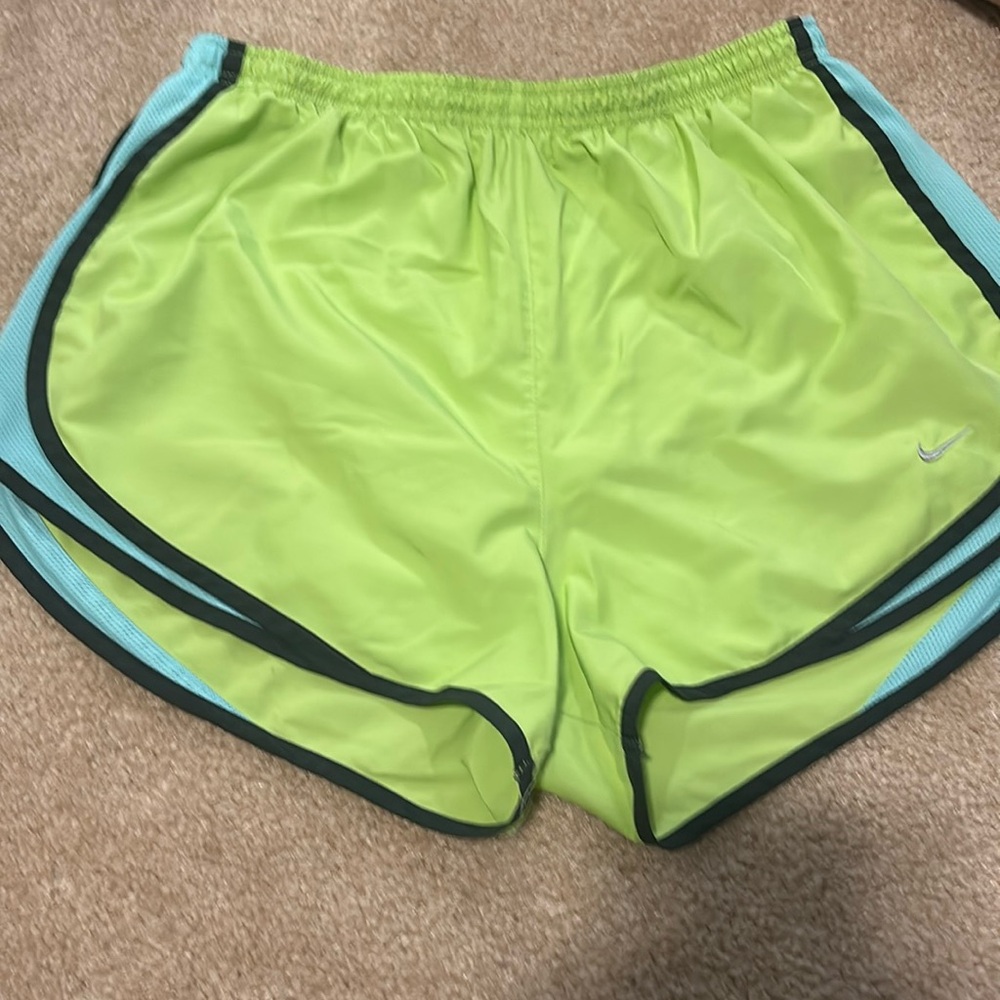 Nike Lime Green and Light Blue Athletic Shorts